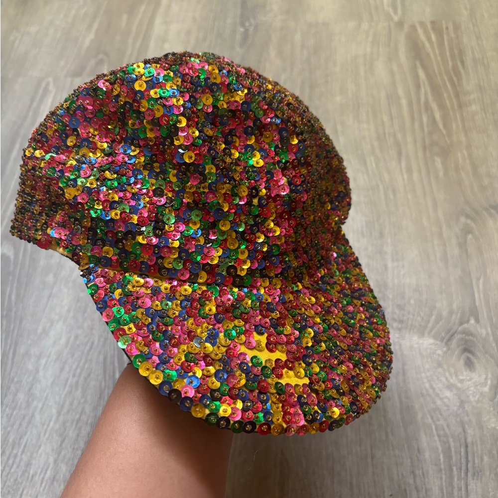 Multicolor Sequin Baseball Cap 1980s Vintage